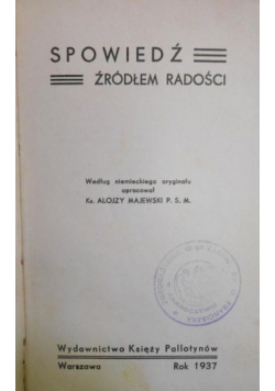 Spowiedź źródłem radości 1937 r.