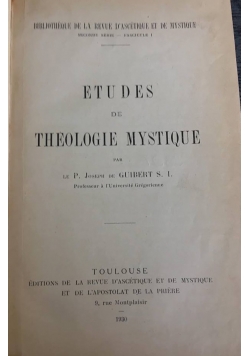 Etudes de Theologie Mystique