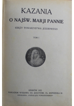 Kazania o Najświętszej Marji Pannie tom I i II 1921 r.