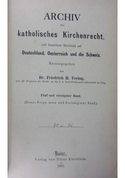 Archiv für katholisches Kirchenrecht,1881r