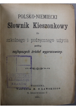 Polsko niemiecki słownik kieszonkowy 1891 r