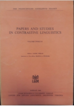 Paper and studies in contrastive linguistics, volume twelve