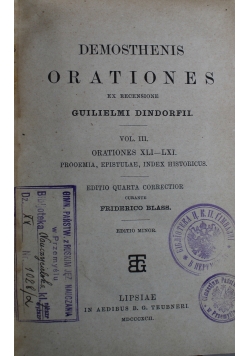 Demosthenis Orationes XLI - LXI  1892r.