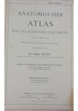 Anatomischer Atlas fur studierende und arzte. 1911 r.