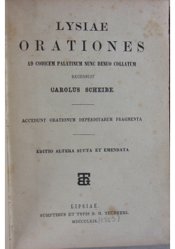 Lysiae Orationes, 1863r.