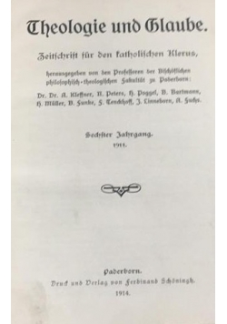 Theologie und Glaube, 1914 r.