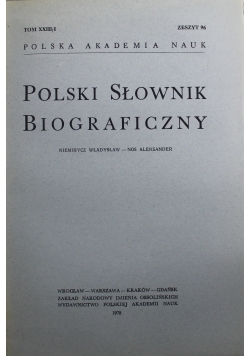 Polski Słownik Biograficzny zeszyt 96  tom XXIII 1