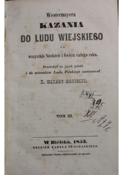 Westermayera kazania do ludu wiejskiego tom III 1853 r.