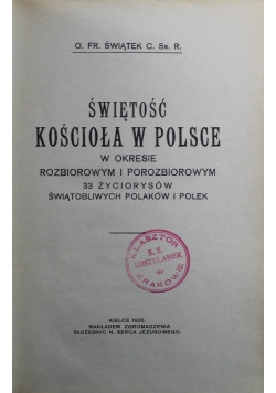 Świętość Kościoła w Polsce w okresie rozbiorowym i porozbiorowym 1930 r.