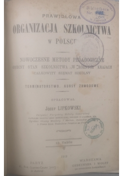 Prawidłowa organizacja szkolnictwa w Polsce,1919 r.