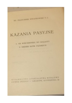 Kazania Pasyjne, 1937r.