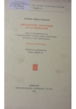 Bibliographie Analytique de la Missiologie