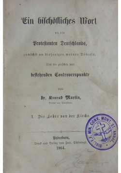 Ein bischöfliches Wort an die Protestanten Deutschlands, 1864 str