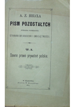 Pism Pozostałych T I 1874 r.