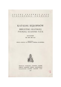 Katalog rękopisów biblioteki Gdańskiej Polskiej akademii nauk