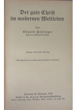 Der gute Chrift im modernen Weltleben, 1921r.