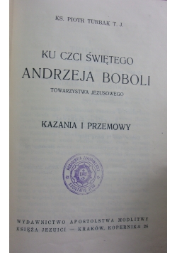 Ku czci świętego Andrzeja Boboli, 1938 r.