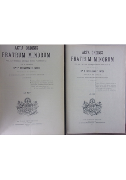 Acta Ordinis Fratrum Minorum, dwa tomy, 1925 r.