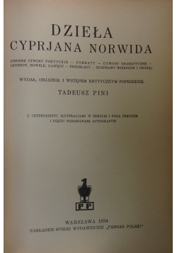 Dzieła Cyprjana Norwida, 1934 r.