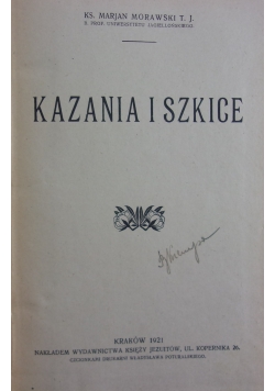 Kazania i szkice, 1921r..