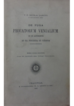 De Fuga Peccatorum Venialium, 1897 r.
