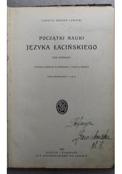 Początki nauki języka łacińskiego Tom II 1924 r.