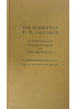 Die Schriften F.H. Jacobis, 1926r.