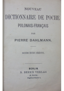 Nouveau Dictionnaire de Poche polonais-francais,