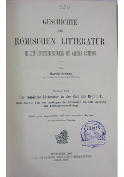 Geschichte der Romischen Litteratur, 1914 r.