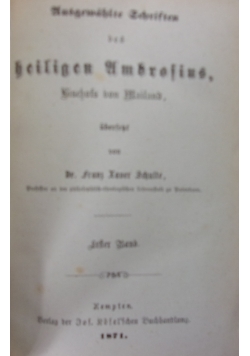 Ausgewählte Schriften des heiligen Ambrosius. 2 tomy. 1871 r.