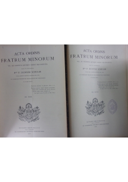 Acta Ordinis Fratrum Minorum, t. XXVII, t. XXIX, 1909 r.