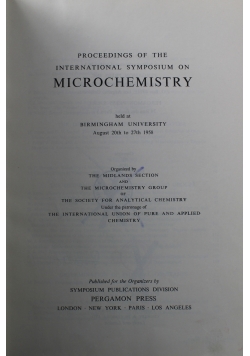 Proceedings of the International Symposium on Microchemistry