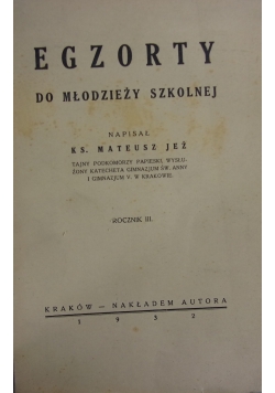 Egzorty do młodzieży szkolnej 1932r