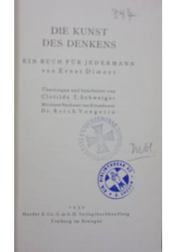Die Kunst des Denkens, 1932 r.