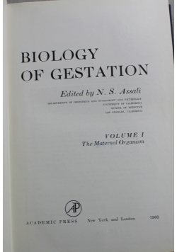 Biology of Gestation Volume I