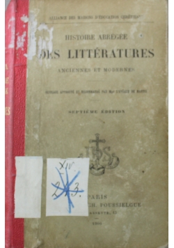 Histoire Abregee Des Litteratures 1900 r.