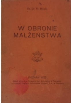 W obronie małżeństwa, 1926 r.