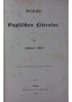 Geschichte der Englischen Literatur ,1883r.