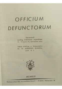 Officium Defunctorum,1949r