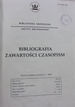 Bibliografia zawartości czasopism, Rocznik 30,  zeszyt 4