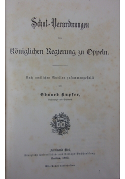 Der königlichen Regierung zu Oppeln, 1892r.