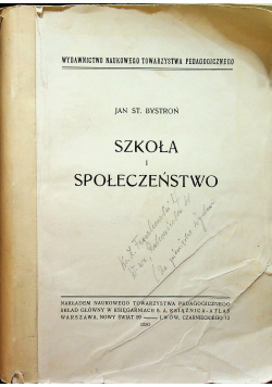 Szkoła i społeczeństwo 1930 r.