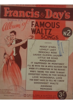 Album of Famous Waltz Songs Nr 2 ,1921r.