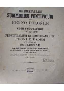 Decretales Summorum Ponificum, 1896 r.