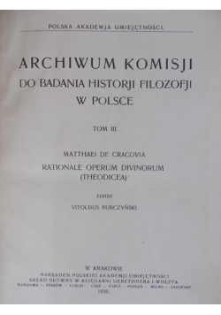 Archiwum komisji do badania historji filozofji w Polsce, tom III 1930r.