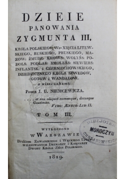 Dzieje panowania Zygmunta III Tom III 1819 r.