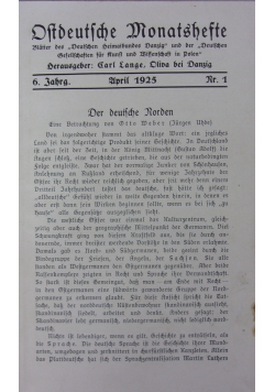 Ostdeutsche Monatschefte, 1925r.