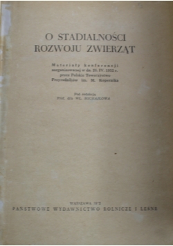 O stadialności rozwoju zwierząt