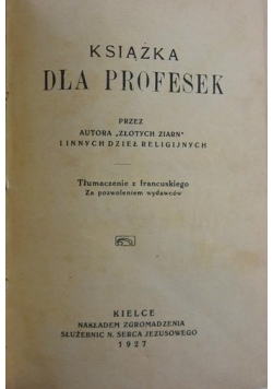 Książka dla profesek 1927 r.