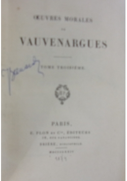 Oeuvres Morales De Vauvenargues, 1874r.